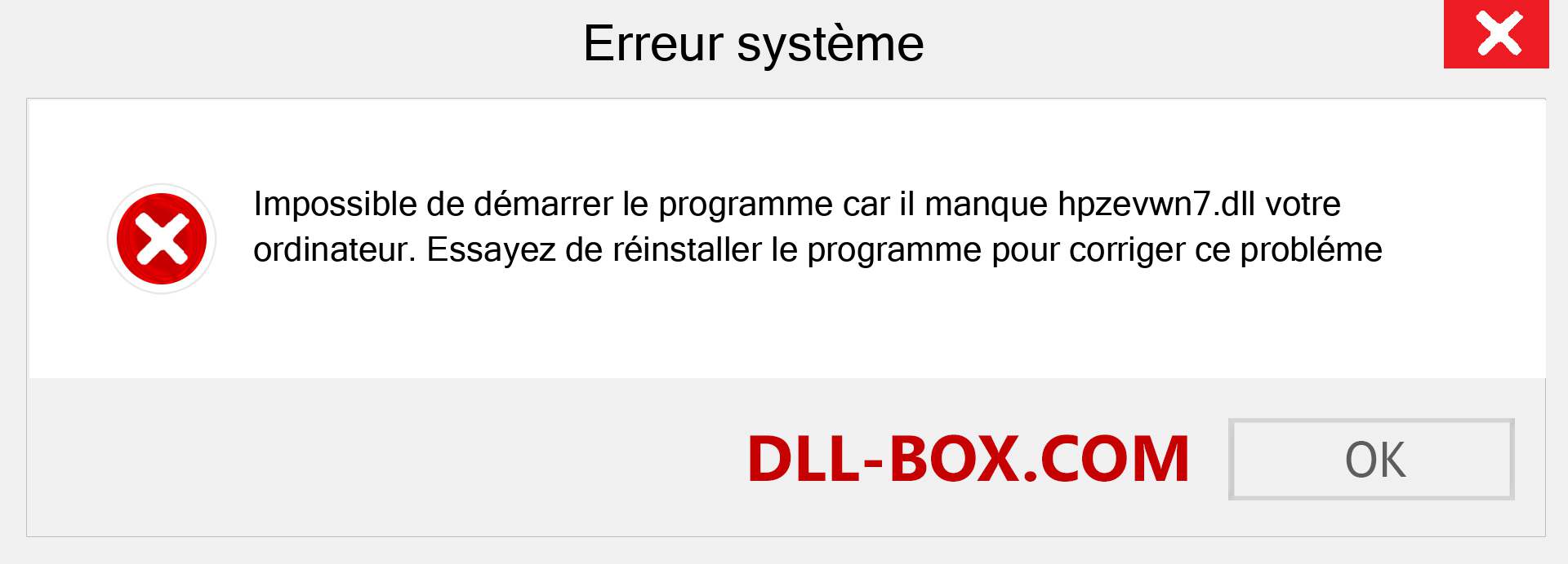 Le fichier hpzevwn7.dll est manquant ?. Télécharger pour Windows 7, 8, 10 - Correction de l'erreur manquante hpzevwn7 dll sur Windows, photos, images